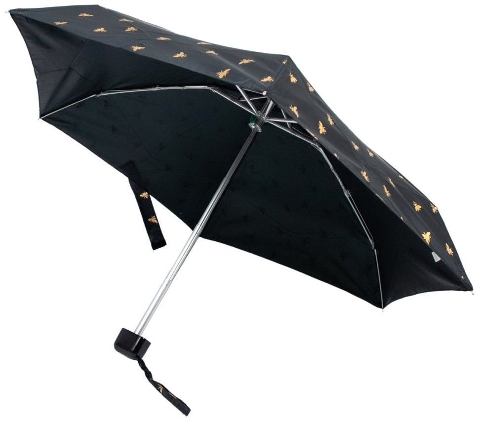Зонт женский Fulton L501-041109 Tiny-2 Golden Bees (Форма купола круглая, черный с принтом золотых пчел) 94224 modnotak фото №7