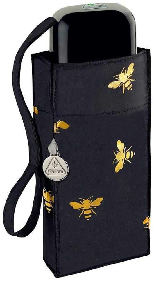 Зонт женский Fulton L501-041109 Tiny-2 Golden Bees (Форма купола круглая, черный с принтом золотых пчел) 94224 modnotak фото №8