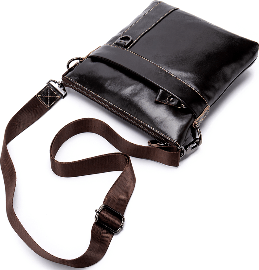 Популярна сумка на плече коричневого кольору з натуральної шкіри Vintage (20025)