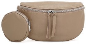 Жіноча сумка бананка з фактурної шкіри з монетницею Borsa Leather 104524 Бежева