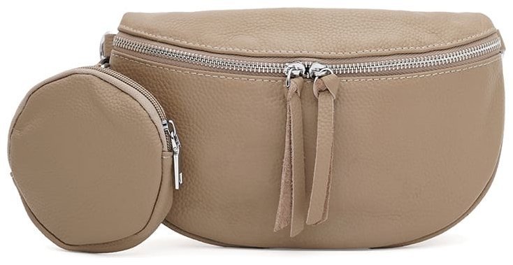 Женская сумка бананка из фактурной кожи с монетницей Borsa Leather 104524 Бежевая modnotak фото №1