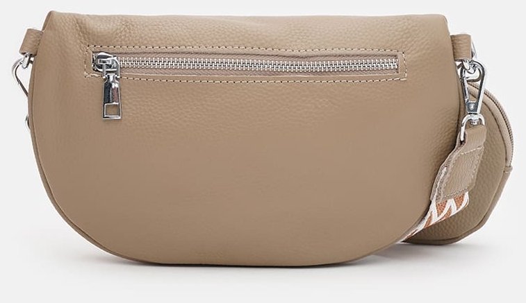 Женская сумка бананка из фактурной кожи с монетницей Borsa Leather 104524 Бежевая modnotak фото №3