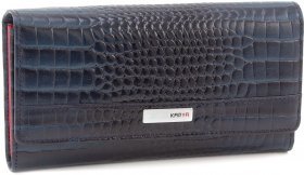 Синій гаманець з лакової шкіри з тисненням KARYA (1060-509)
