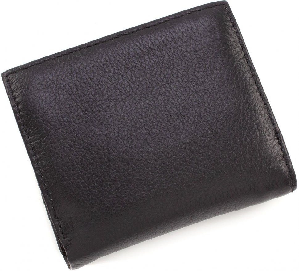 Чорний гаманець з натуральної м'якої шкіри з монетницьою Marco Coverna (18885)