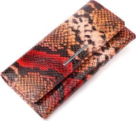 Різнокольоровий місткий жіночий гаманець із натуральної шкіри під змію KARYA (2421010)