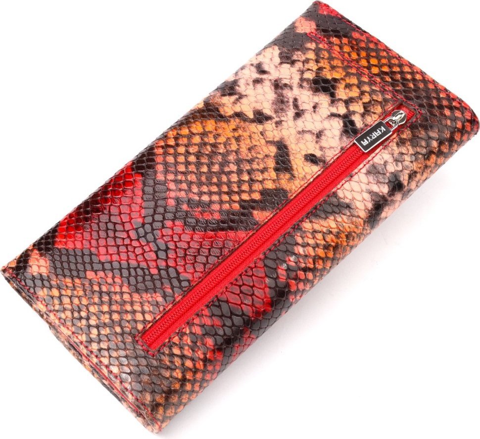 Разноцветный вместительный женский кошелек из натуральной кожи под змею KARYA (2421010)