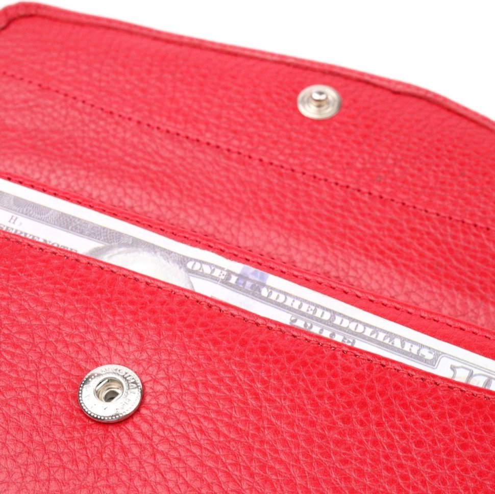 Класичний жіночий гаманець із фактурної шкіри червоного кольору KARYA (2421110) modnotak фото №3