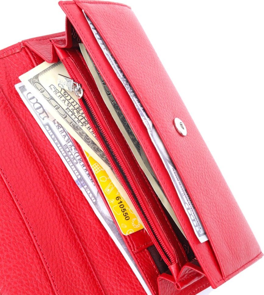 Класичний жіночий гаманець із фактурної шкіри червоного кольору KARYA (2421110) modnotak фото №5