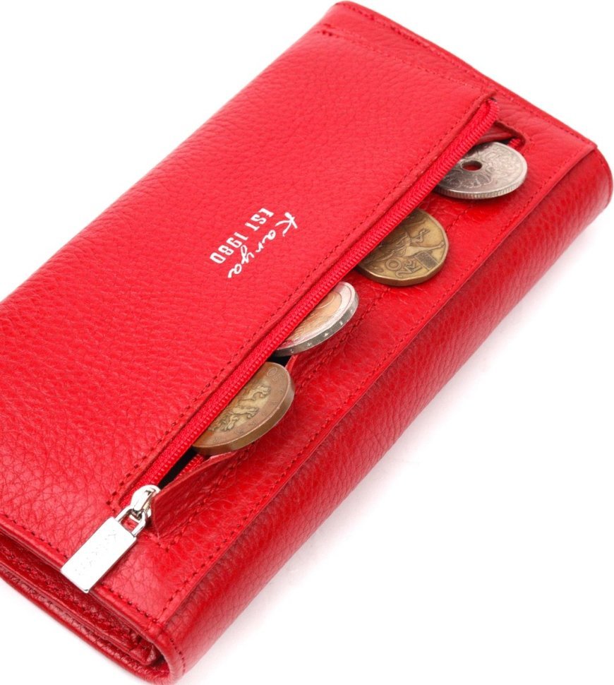 Классический женский кошелек из фактурной кожи красного цвета KARYA (2421110)