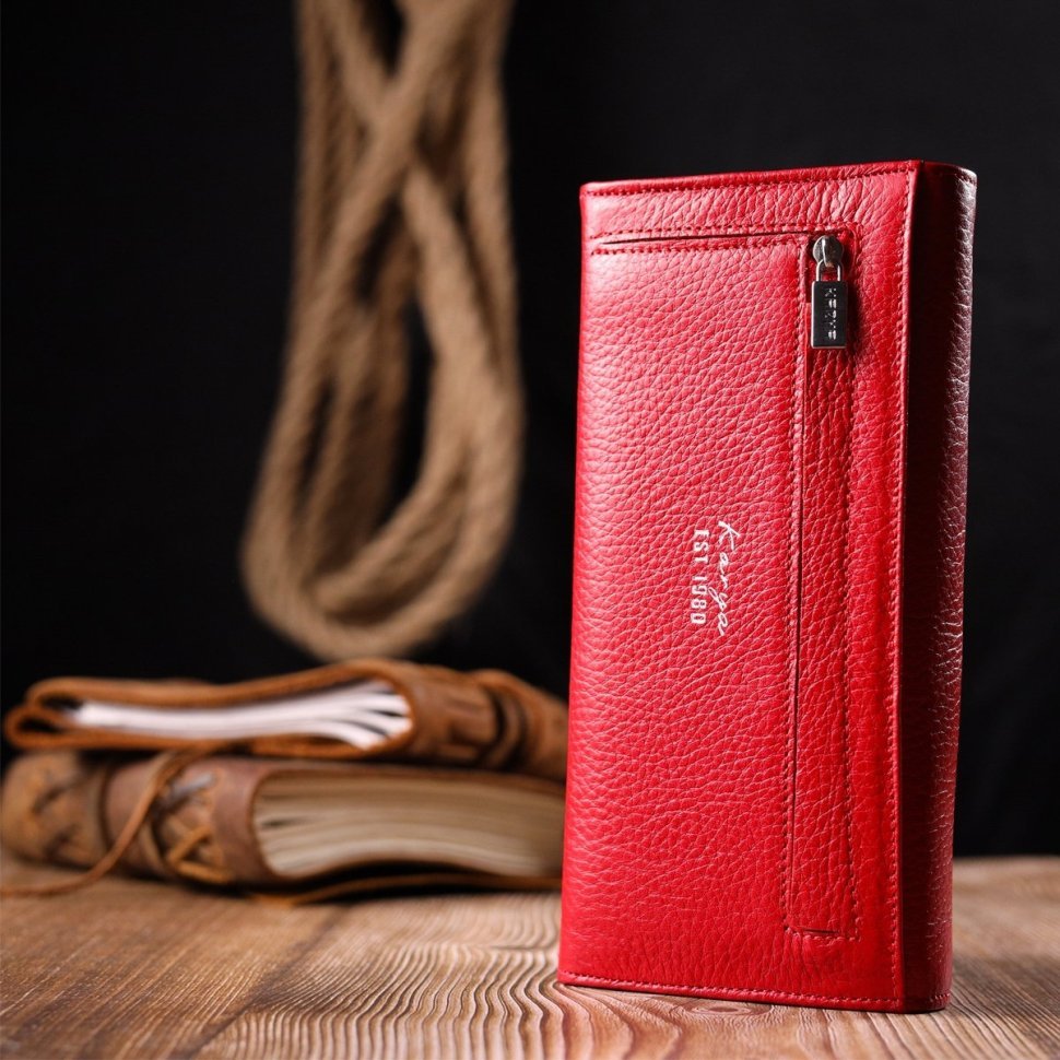 Класичний жіночий гаманець із фактурної шкіри червоного кольору KARYA (2421110) modnotak фото №8