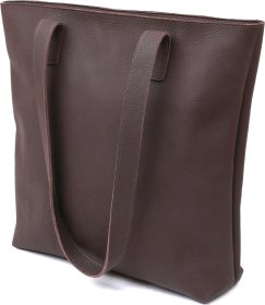 Шкіряна коричнева жіноча сумка-шоппер великого розміру Shvigel (16363)