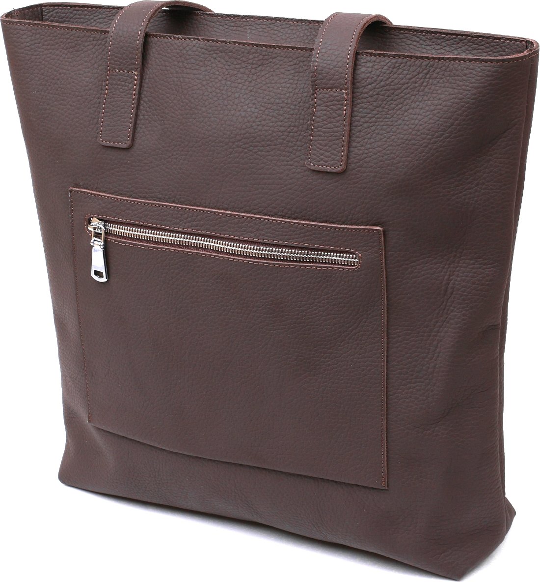 Кожаная коричневая женская сумка-шоппер большого размера Shvigel (16363)