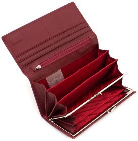 Бордовий жіночий гаманець з натуральної шкіри на магніті Marco Coverna (17734)