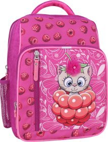 Шкільний рюкзак для дівчаток із текстилю в малиновому кольорі з принтом Bagland 55524