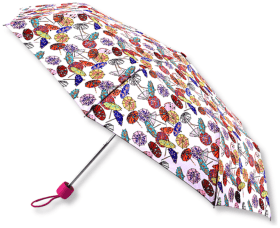 Женский зонт Fulton L354 Minilite-2 Cocktail Party (складной, механика, белого цвета с принтом зонтиков) 95524