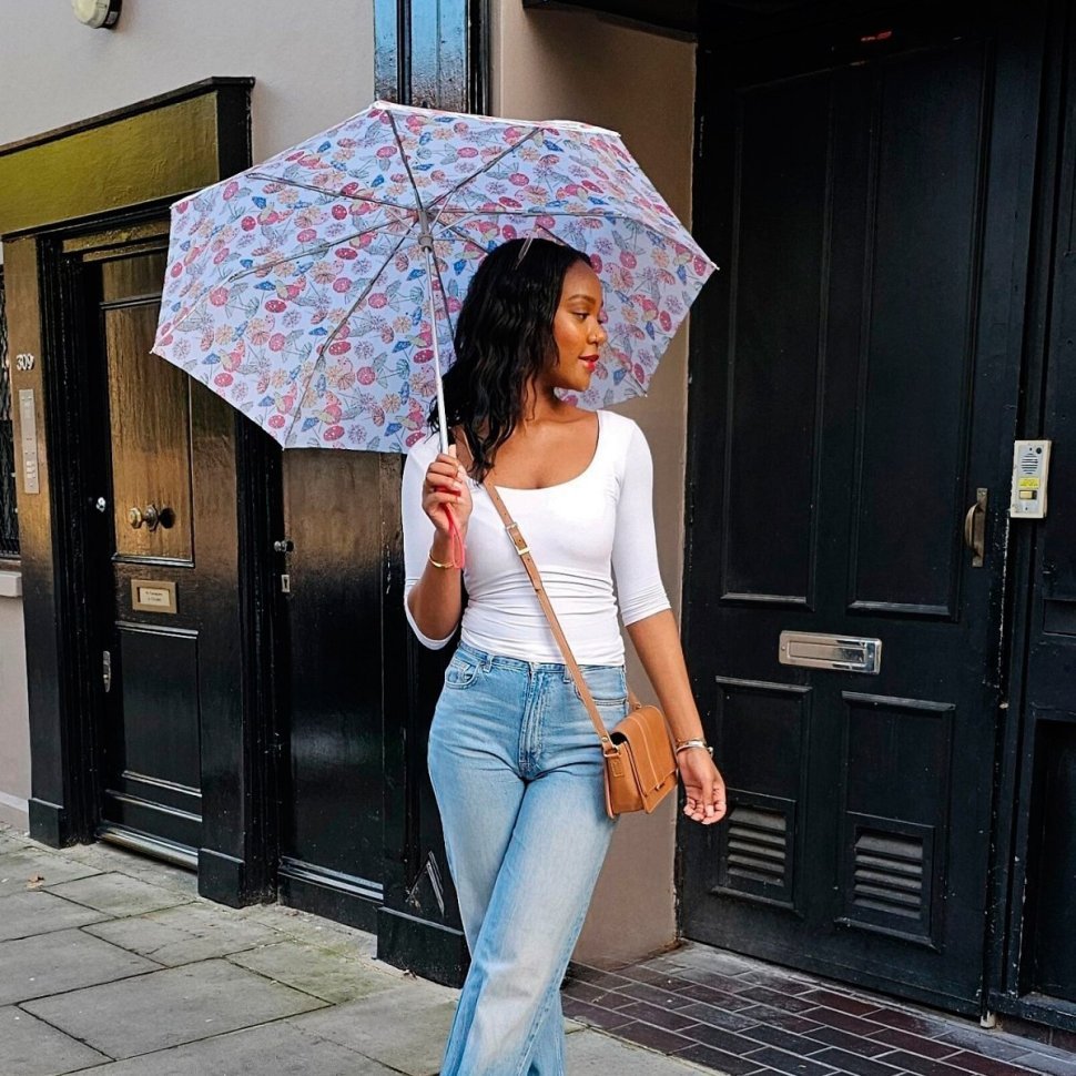 Женский зонт Fulton L354 Minilite-2 Cocktail Party (складной, механика, белого цвета с принтом зонтиков) 95524 modnotak фото №3