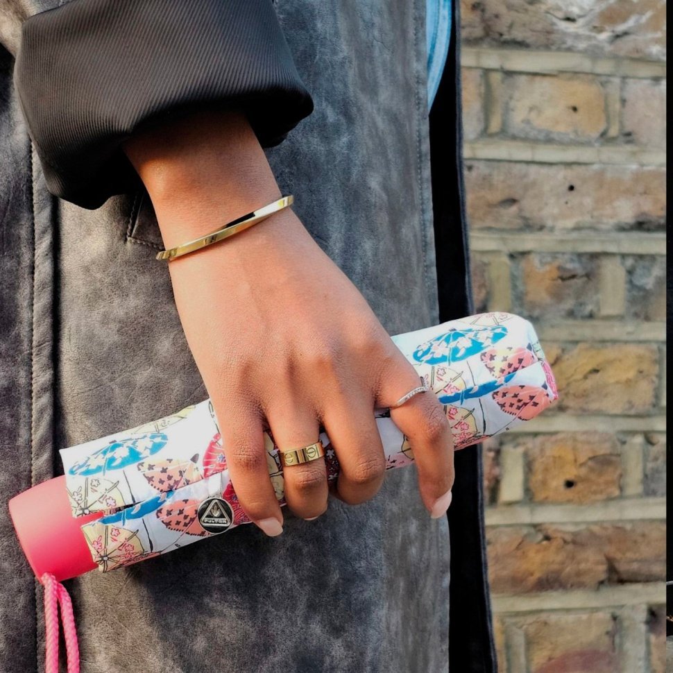 Женский зонт Fulton L354 Minilite-2 Cocktail Party (складной, механика, белого цвета с принтом зонтиков) 95524 modnotak фото №4