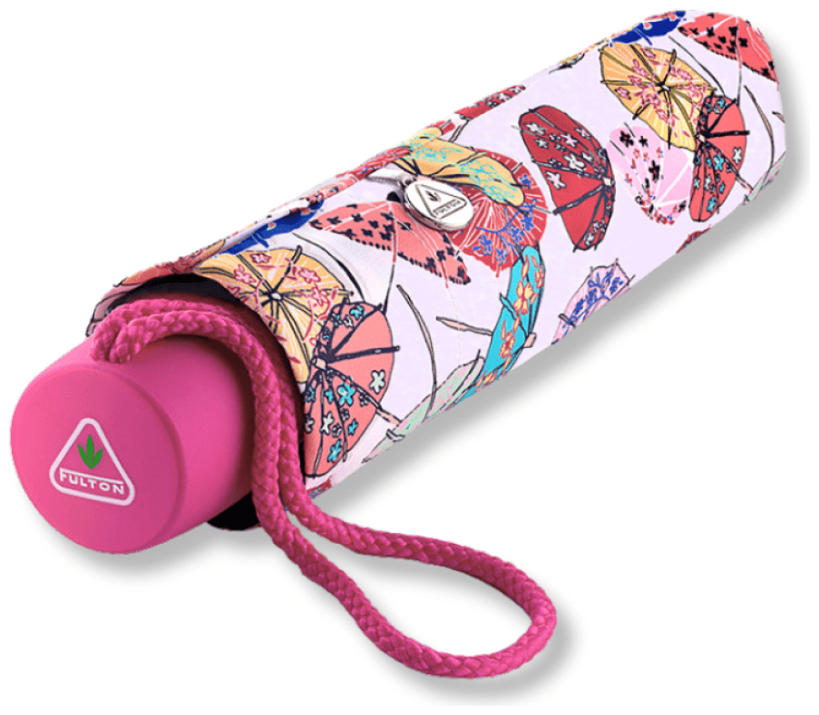 Женский зонт Fulton L354 Minilite-2 Cocktail Party (складной, механика, белого цвета с принтом зонтиков) 95524 modnotak фото №5