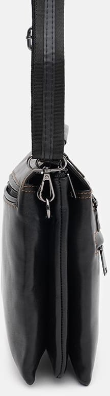 Чоловіча чорна сумка з натуральної шкіри з ручкою Ricco Grande (56024)