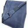 Кожаная мужская сумка планшет синего цвета с плечевым ремнем VATTO (11766) - 9