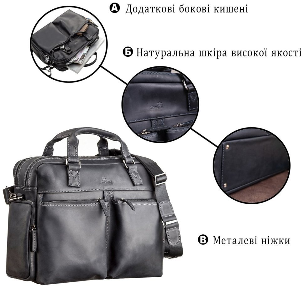 Мужская сумка-портфель из винтажной кожи на две молнии SHVIGEL (2411117) modnotak фото №12