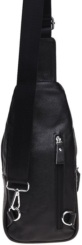 Чоловічий шкіряний слінг чорного кольору із зручними кишенями Borsa Leather (19305)