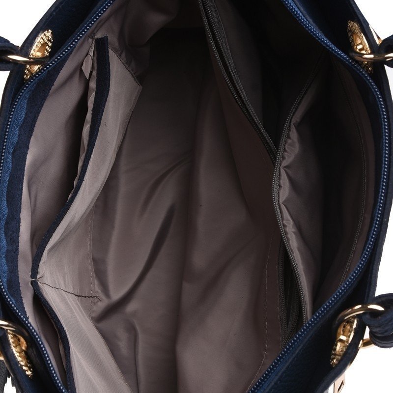 Жіноча простора сумка синього кольору з фактурної шкіри Ricco Grande (19252)