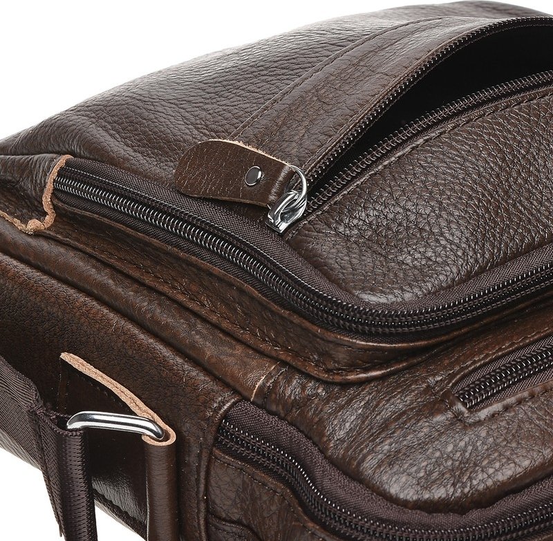 Недорога чоловіча сумка-барсетка з коричневої шкіри флотар Borsa Leather (21393)