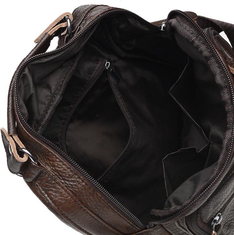 Недорогая мужская сумка-барсетка из коричневой кожи флотар Borsa Leather (21393)