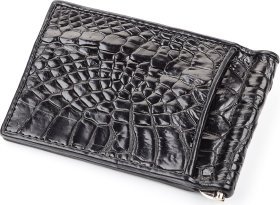 Зажим для денег черного цвета из крокодиловой кожи CROCODILE LEATHER (024-18050)