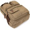 Оливковый дорожный рюкзак из текстиля на змейке Vintage (20620) - 3
