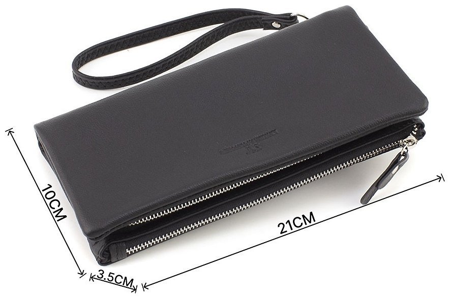 Чорний жіночий гаманець-клатч із натуральної шкіри на блискавці ST Leather 1767424 modnotak фото №3