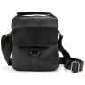 Мужская компактная сумка-барсетка из зернистой кожи черного цвета с ручкой Tiding Bag 77524 - 4
