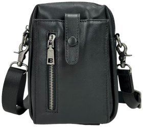 Чоловіча сумка мініатюрного розміру із гладкої шкіри в чорному кольорі Tiding Bag 77624