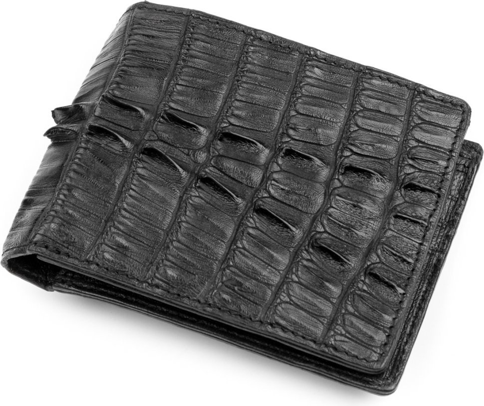 Кошелек из настоящей кожи крокодила (каймана) черного цвета CROCODILE LEATHER (024-18232) фото №1 Кошелек из настоящей кожи крокодила (каймана) черного цвета CROCODILE LEATHER (024-18232) modnotak фото №1