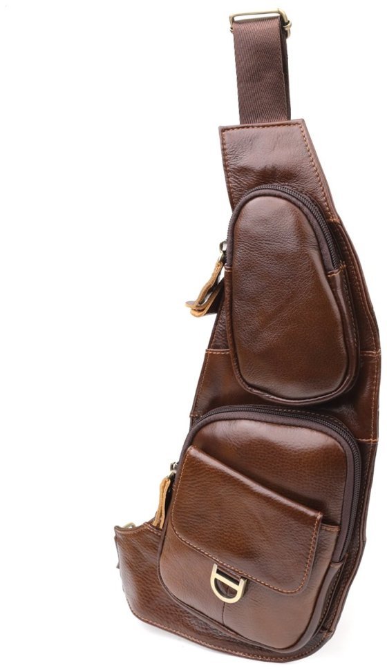 Вместительная мусжкая слинг сумка из натуральной кожи через плечо Vintage 98124 коричневого цвета фото №1 Вместительная мусжкая слинг сумка из натуральной кожи через плечо Vintage 98124 коричневого цвета modnotak фото №1