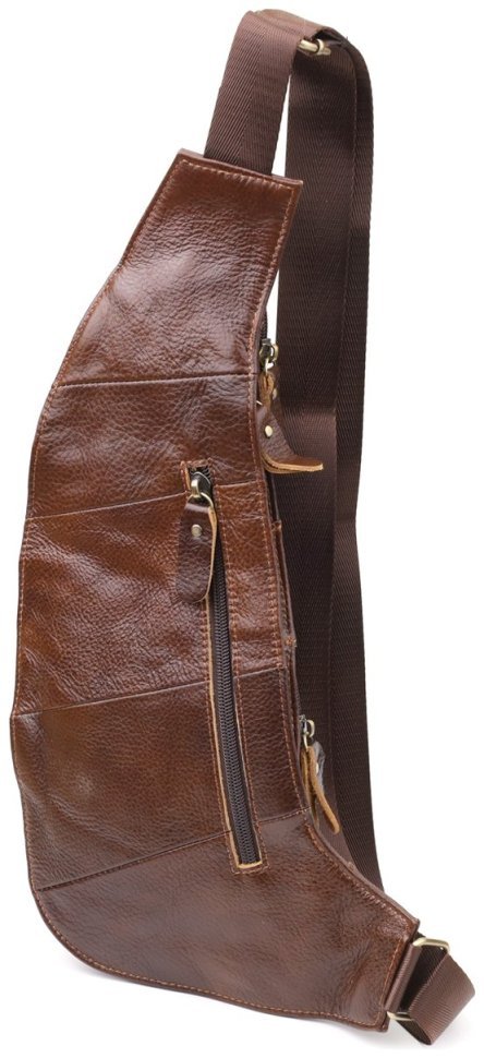 Вместительная мусжкая слинг сумка из натуральной кожи через плечо Vintage 98124 коричневого цвета фото №2 Вместительная мусжкая слинг сумка из натуральной кожи через плечо Vintage 98124 коричневого цвета modnotak фото №2