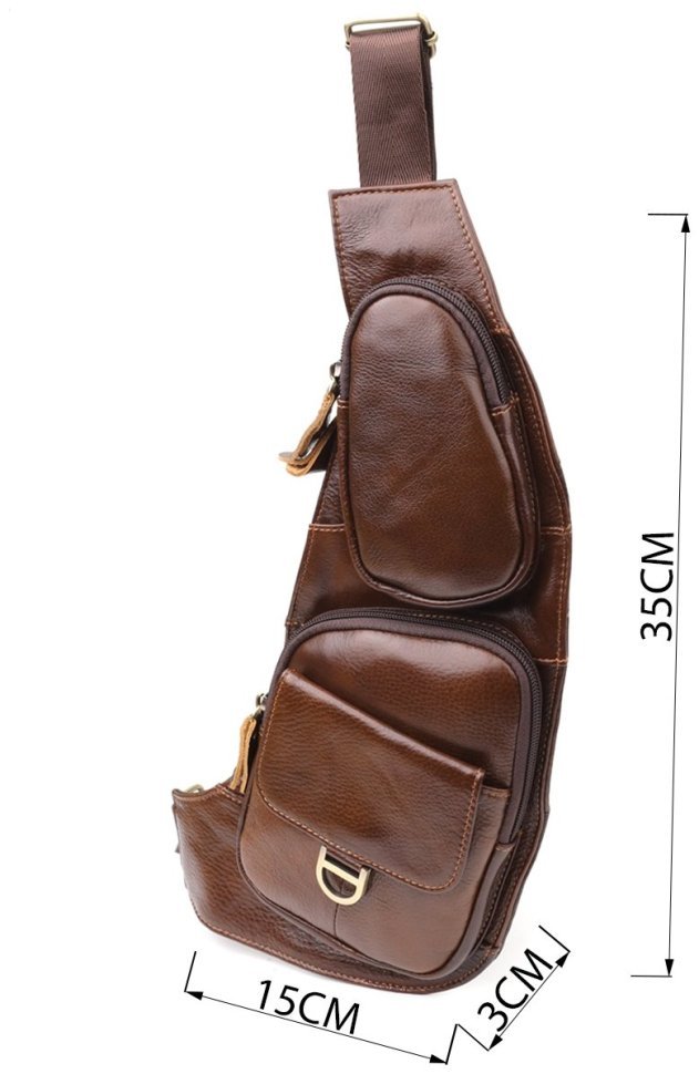 Вместительная мусжкая слинг сумка из натуральной кожи через плечо Vintage 98124 коричневого цвета фото №3 Вместительная мусжкая слинг сумка из натуральной кожи через плечо Vintage 98124 коричневого цвета modnotak фото №3