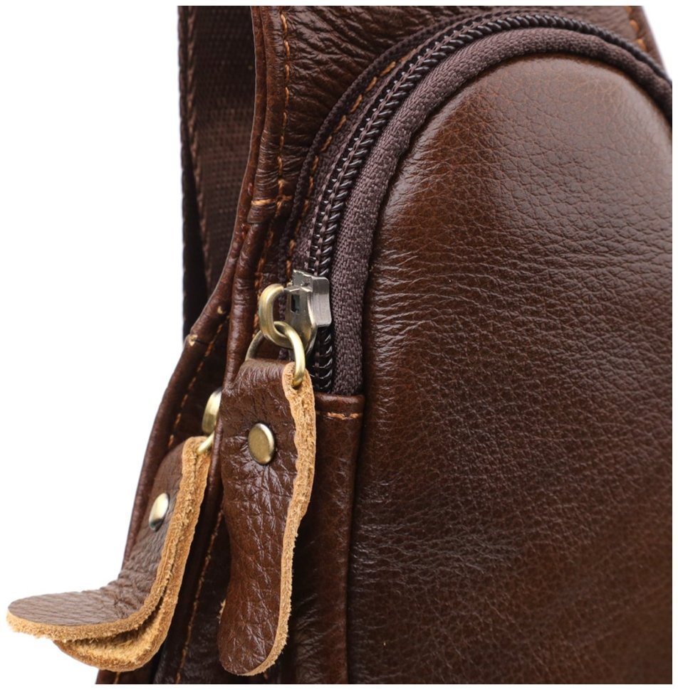 Вместительная мусжкая слинг сумка из натуральной кожи через плечо Vintage 98124 коричневого цвета фото №5 Вместительная мусжкая слинг сумка из натуральной кожи через плечо Vintage 98124 коричневого цвета modnotak фото №5