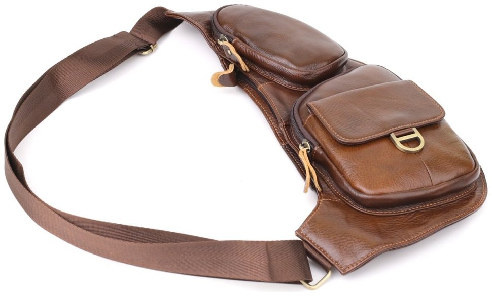 Вместительная мусжкая слинг сумка из натуральной кожи через плечо Vintage 98124 коричневого цвета фото №6 Вместительная мусжкая слинг сумка из натуральной кожи через плечо Vintage 98124 коричневого цвета modnotak фото №6