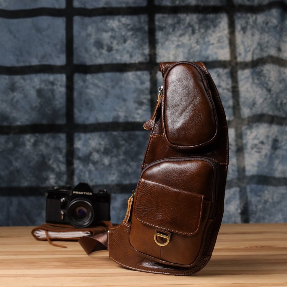 Вместительная мусжкая слинг сумка из натуральной кожи через плечо Vintage 98124 коричневого цвета фото №10 Вместительная мусжкая слинг сумка из натуральной кожи через плечо Vintage 98124 коричневого цвета modnotak фото №10