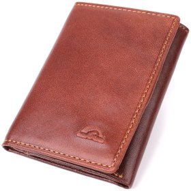Кошелек для мужчин из гладкой кожи на кнопке без монетницы Tony Perotti коричневый 108524