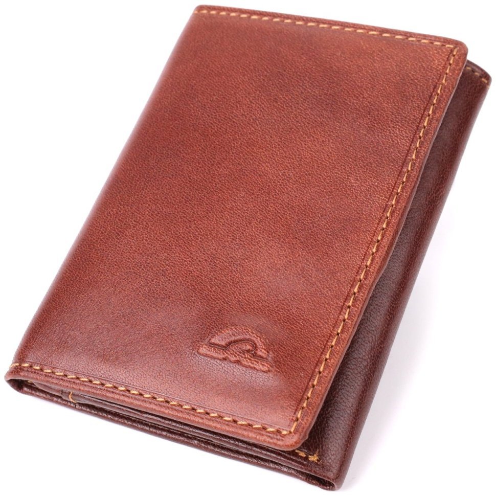 Кошелек для мужчин из гладкой кожи на кнопке без монетницы Tony Perotti коричневый 108524 фото №1 Кошелек для мужчин из гладкой кожи на кнопке без монетницы Tony Perotti коричневый 108524 modnotak фото №1