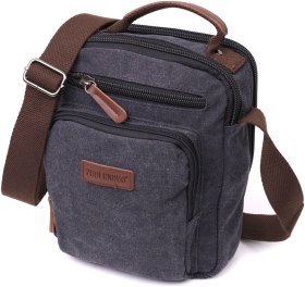 Чоловіча сумка-барсетка середнього розміру із чорного текстилю Vintage 2422237