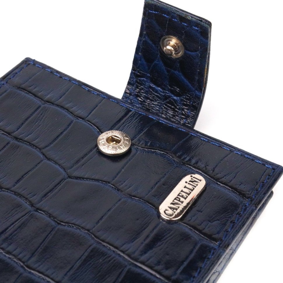 Стильное мужское портмоне из натуральной кожи под крокодила в синем цвете CANPELLINI (2421514)