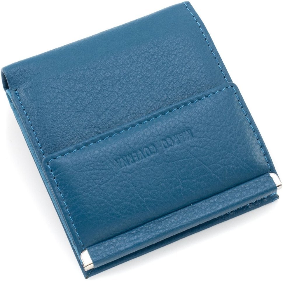 Синій жіночий шкіряний гаманець невеликого розміру з монетницею Marco Coverna 68624