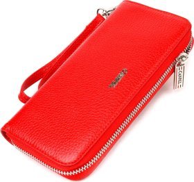 Червоний жіночий гаманець з натуральної зернистої шкіри на блискавці CANPELLINI (2421615)