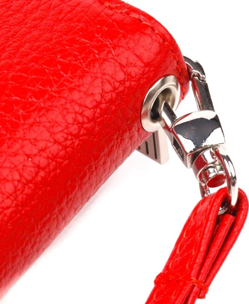 Червоний жіночий гаманець з натуральної зернистої шкіри на блискавці CANPELLINI (2421615)