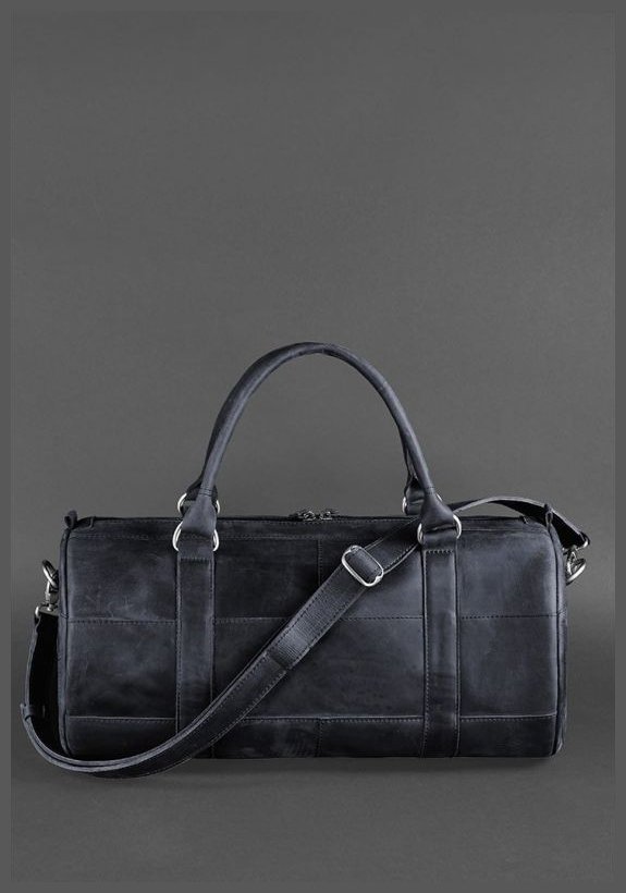Качественная темно-синяя дорожная сумка из винтажной кожи BlankNote Harper 78924