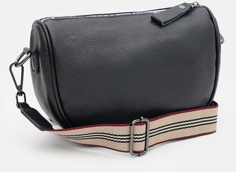 Плечевая женская кожаная сумка черного цвета Borsa Leather (59124)
